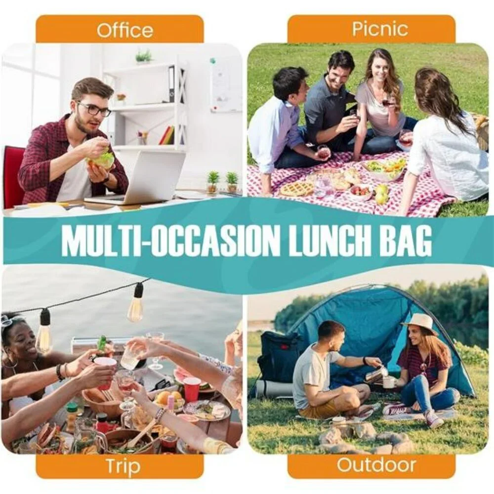 Insulated Lunch Bag Tote Reusable Waterproof Cooler Lunchbox for Work or Picnic